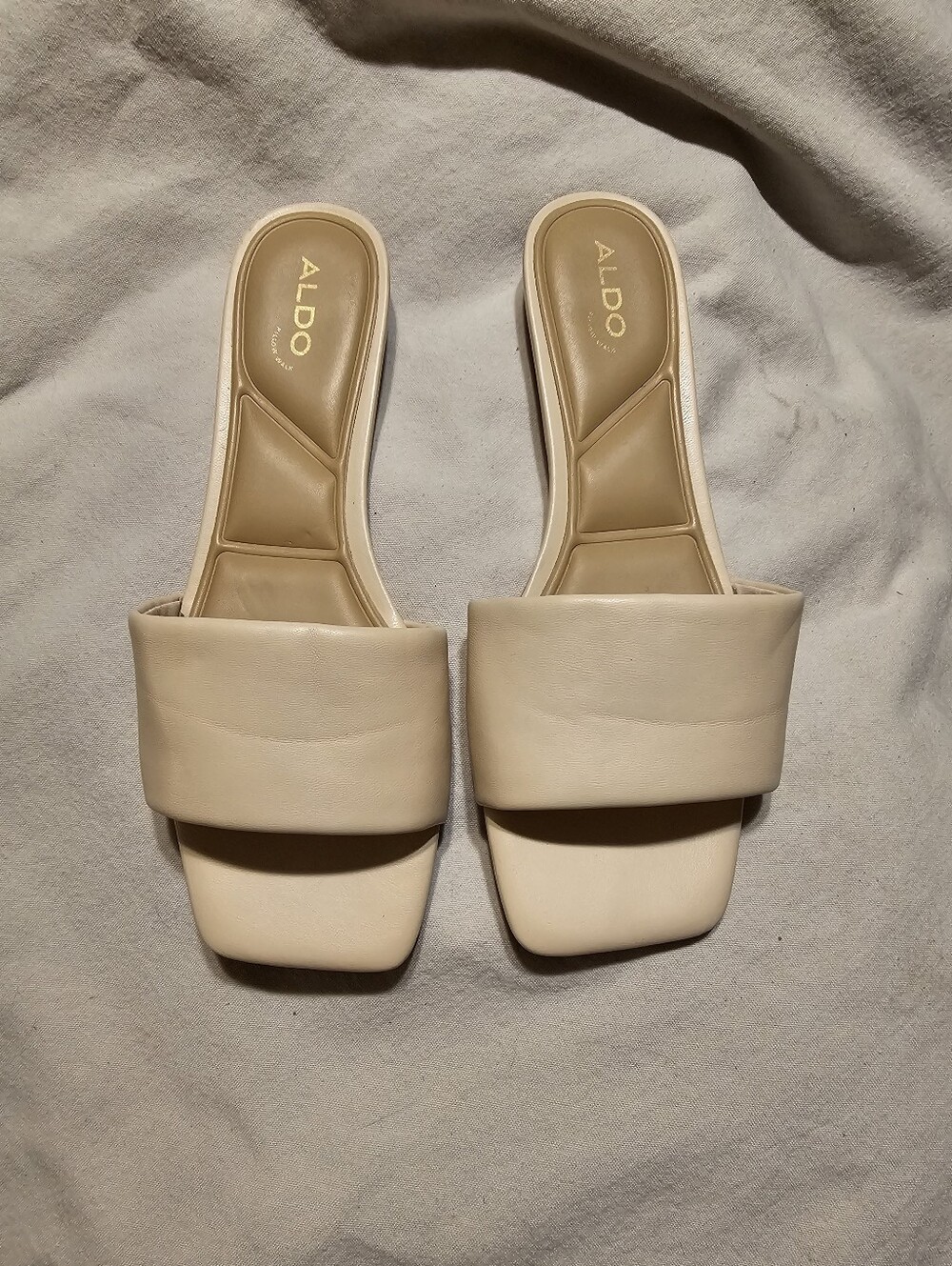 ALDO Women's Cream Slide Sandals - Minimal Square Toe